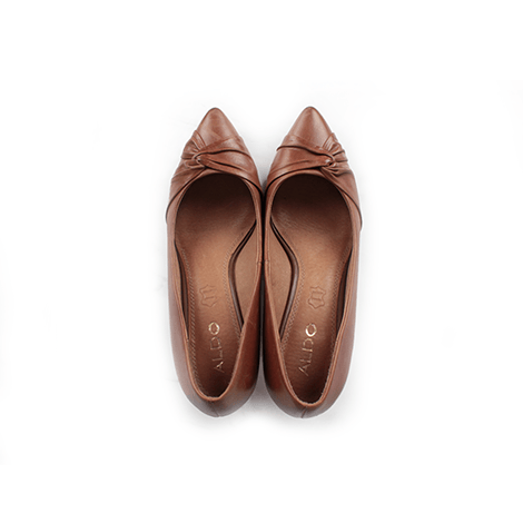 Aldo Brown Plain Leather Cone Heels