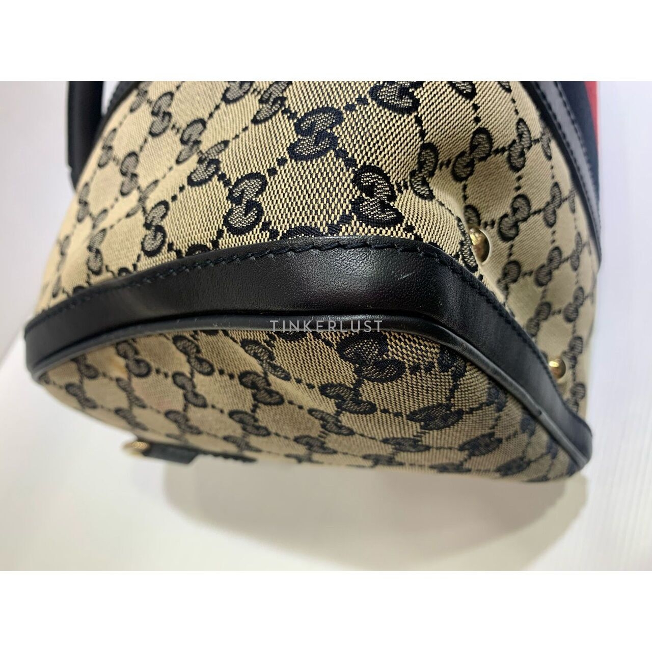 Gucci Boston GG Supreme List Navy Handbag