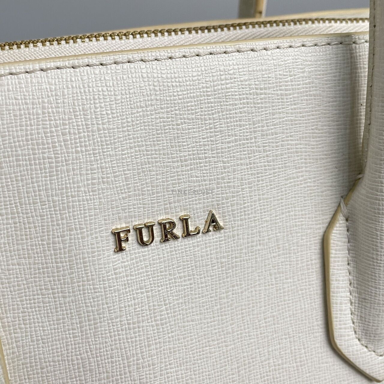 Furla Pin S Ivory Leather Handbag