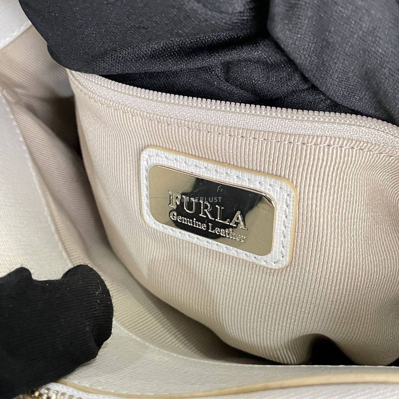 Furla Pin S Ivory Leather Handbag