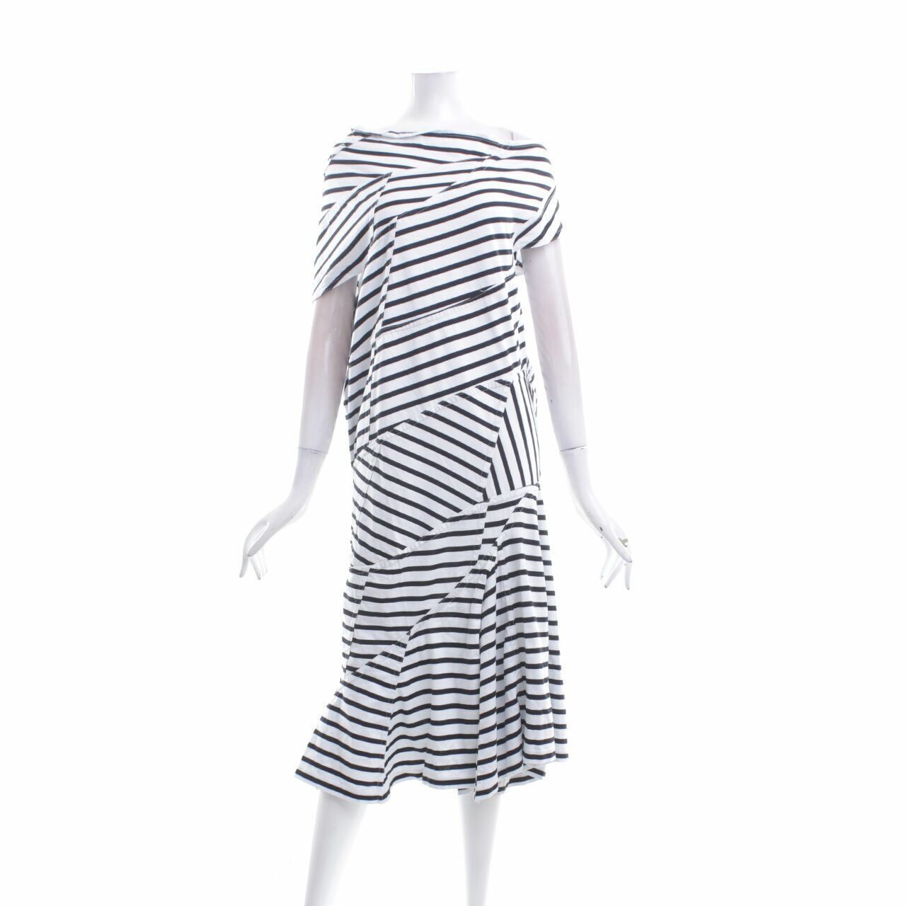 Junya Watanabe Comme des Garcons Striped Black/White Midi Dress