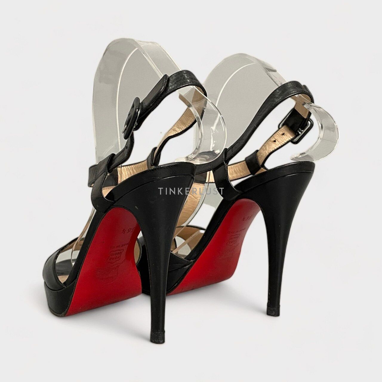 Christian Louboutin Black Cosette Leather T Strap High Heels
