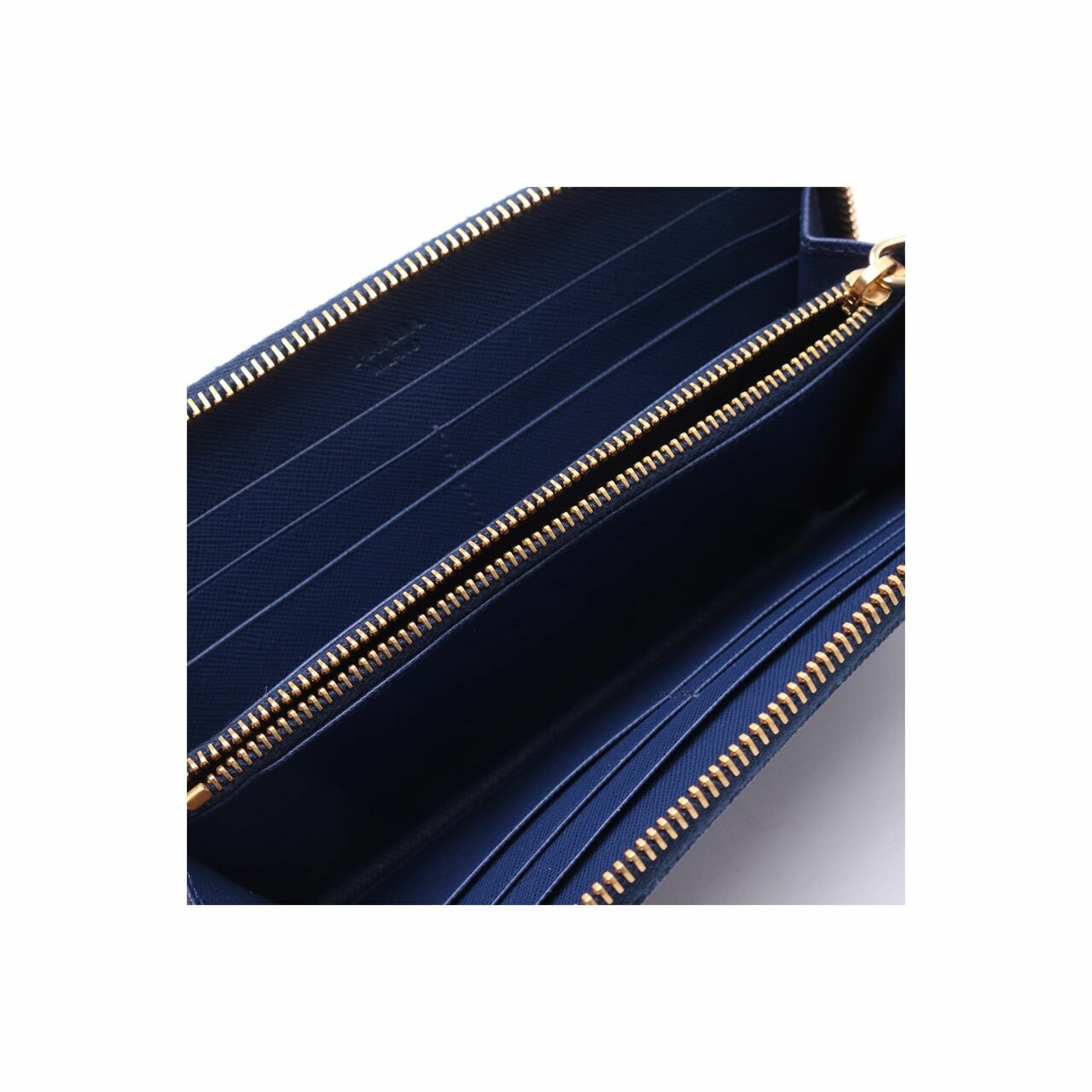 Prada Bluette Saffiano Metal Leather Zip Wallet
