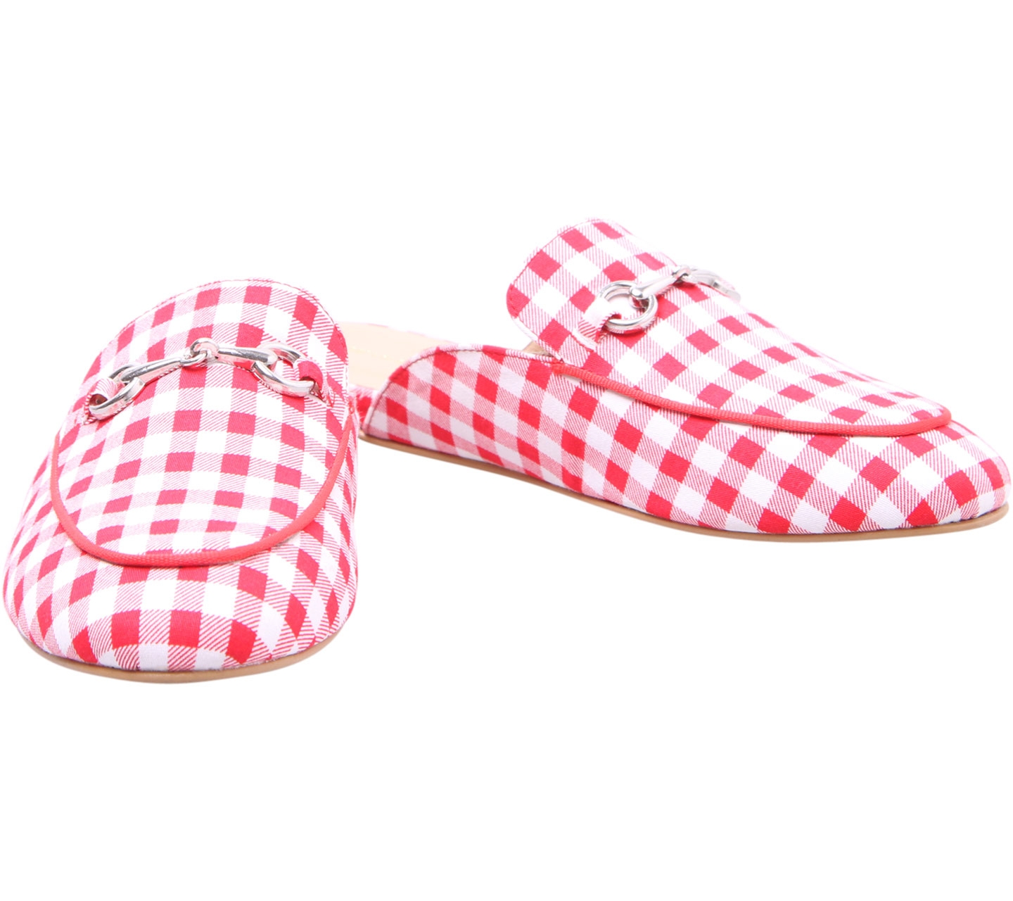 Winston Smith Red & White Plaid Mules Sandals