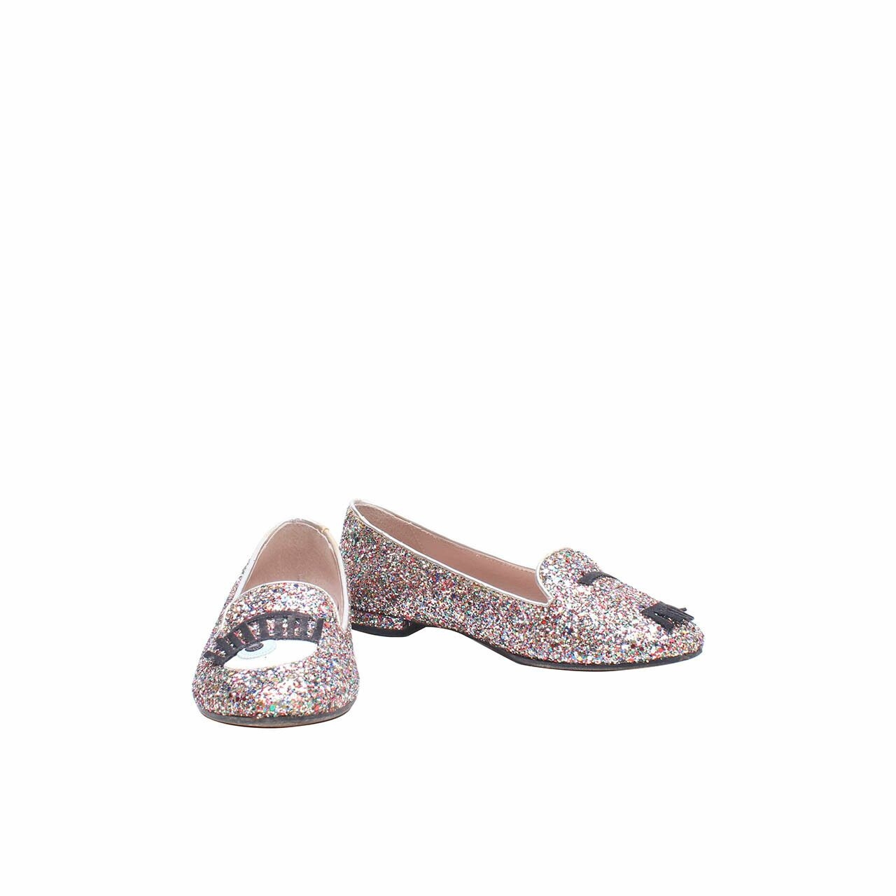 Chiara Ferragni Multi Glitter Flats Shoes 