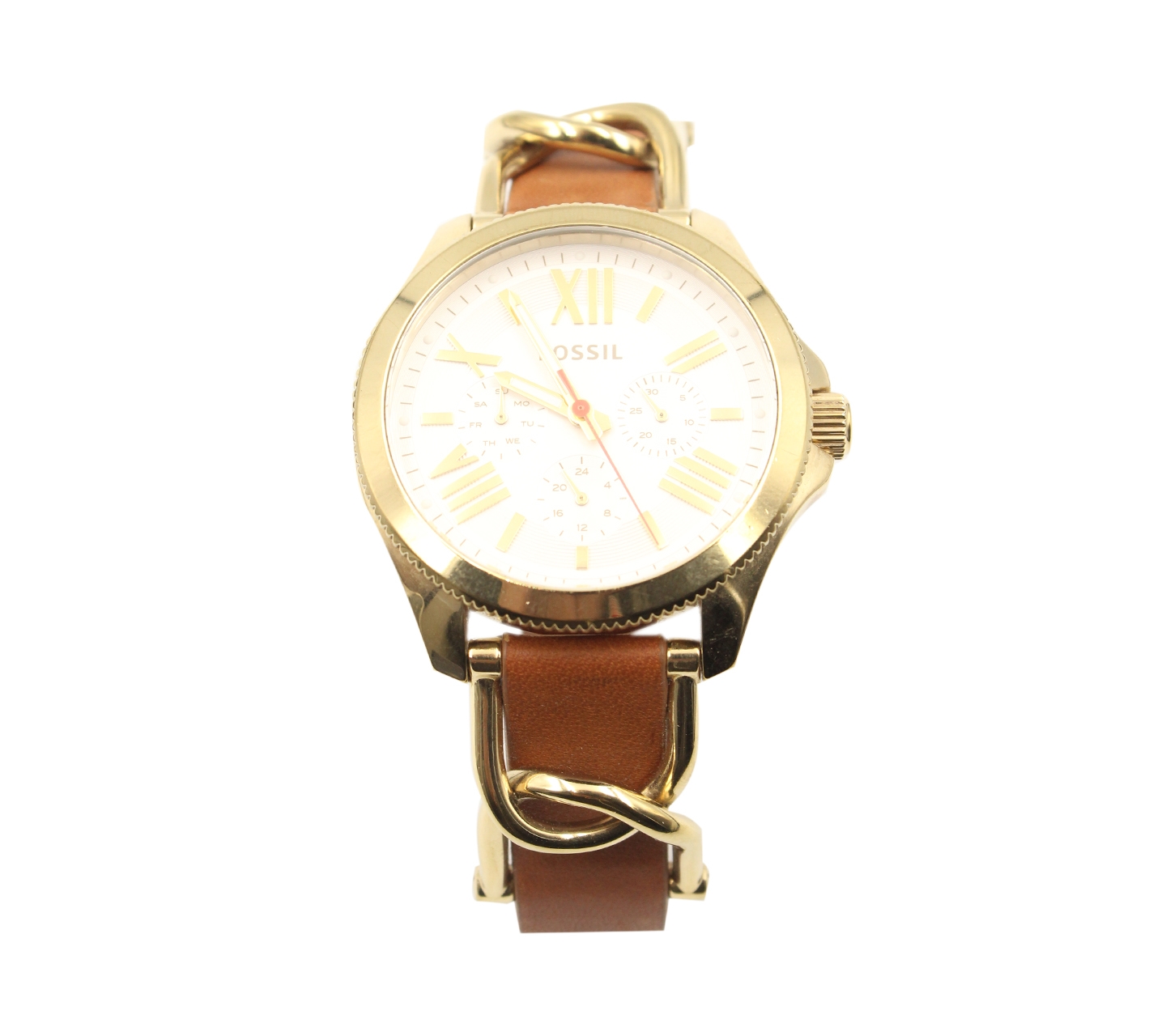 Fossil Cecile Multifunction Gold-Tone & Brown Leather Wristwatch