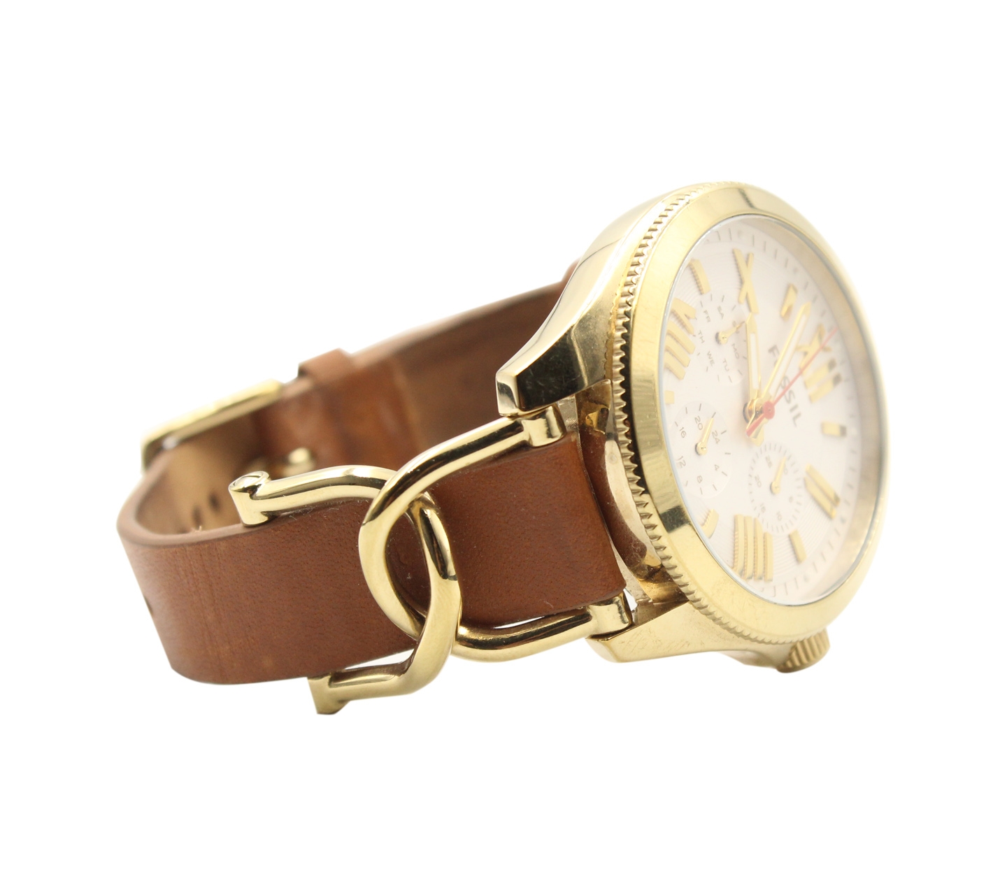 Fossil Cecile Multifunction Gold-Tone & Brown Leather Wristwatch