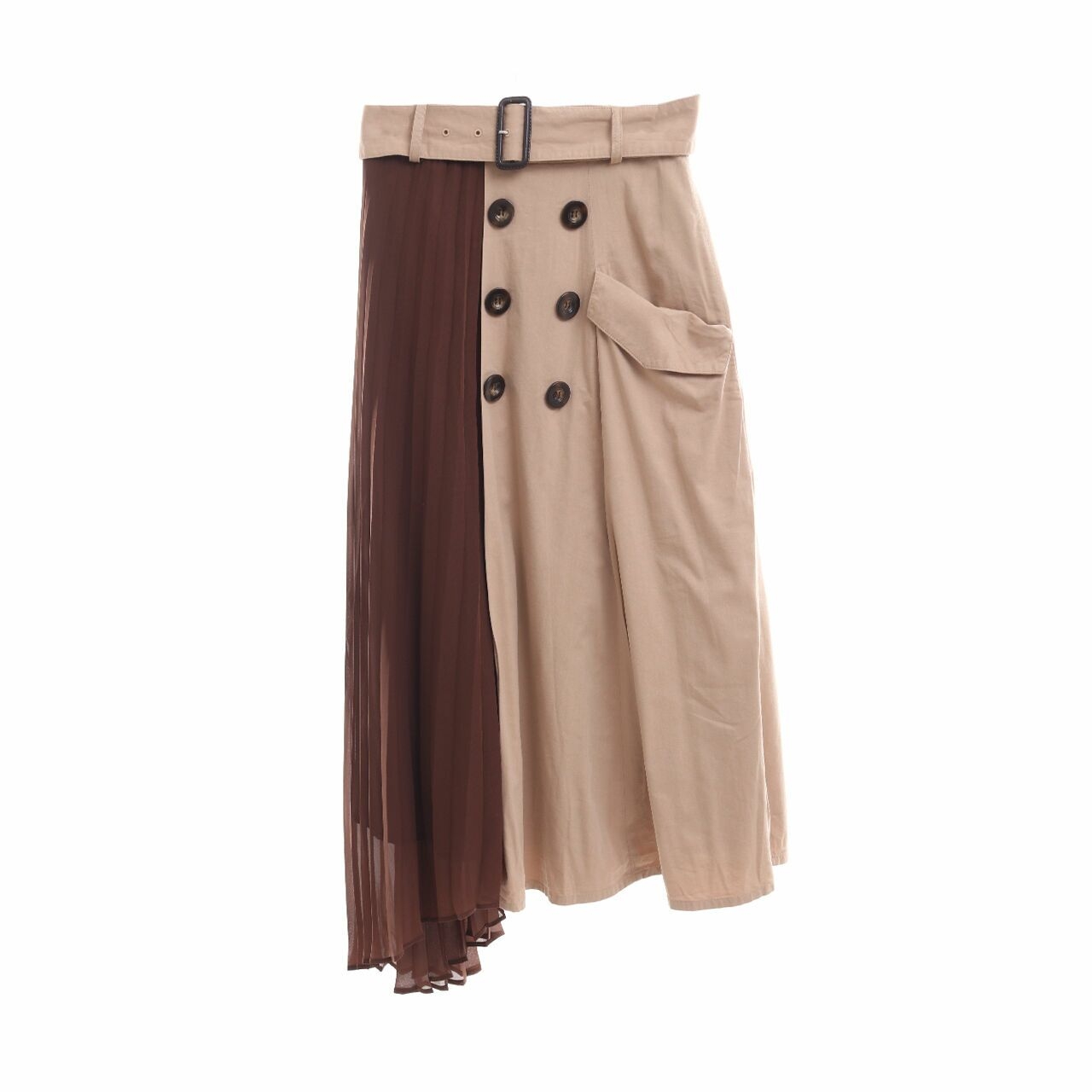 AZUL BY MOUSSY Brown Pleats Midi Skirt