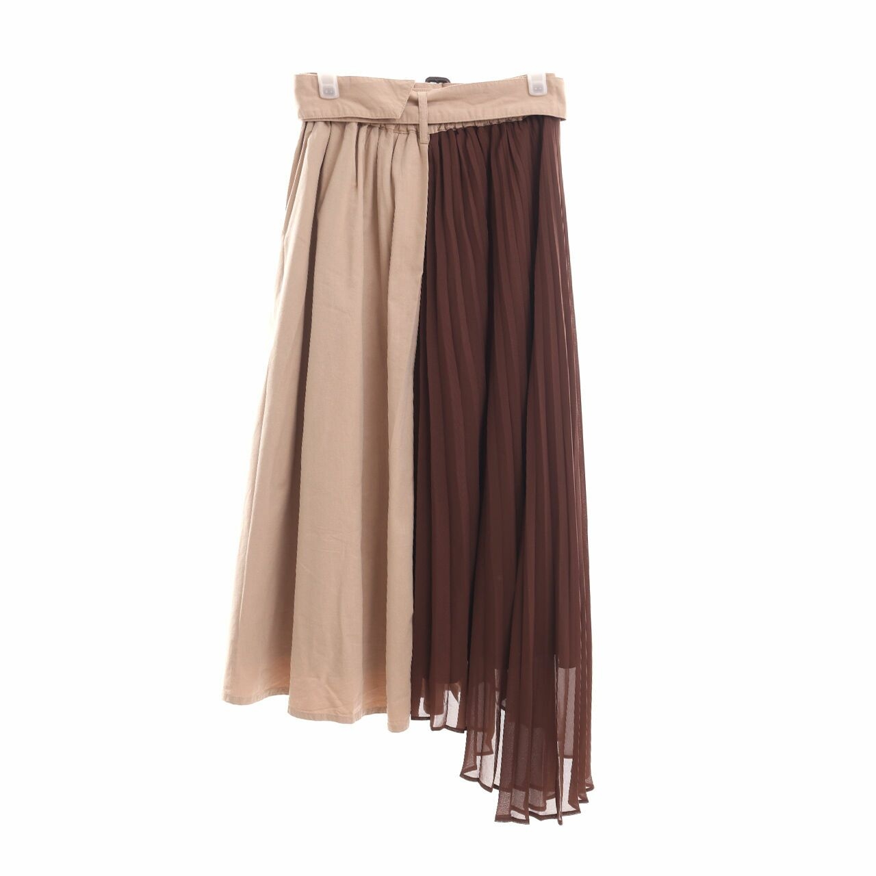 AZUL BY MOUSSY Brown Pleats Midi Skirt