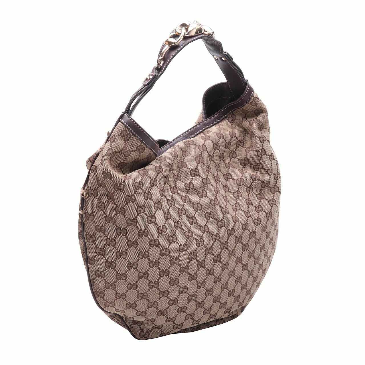 Gucci Brown GG Canvas Horsebit Catena Hobo Shoulder Bag