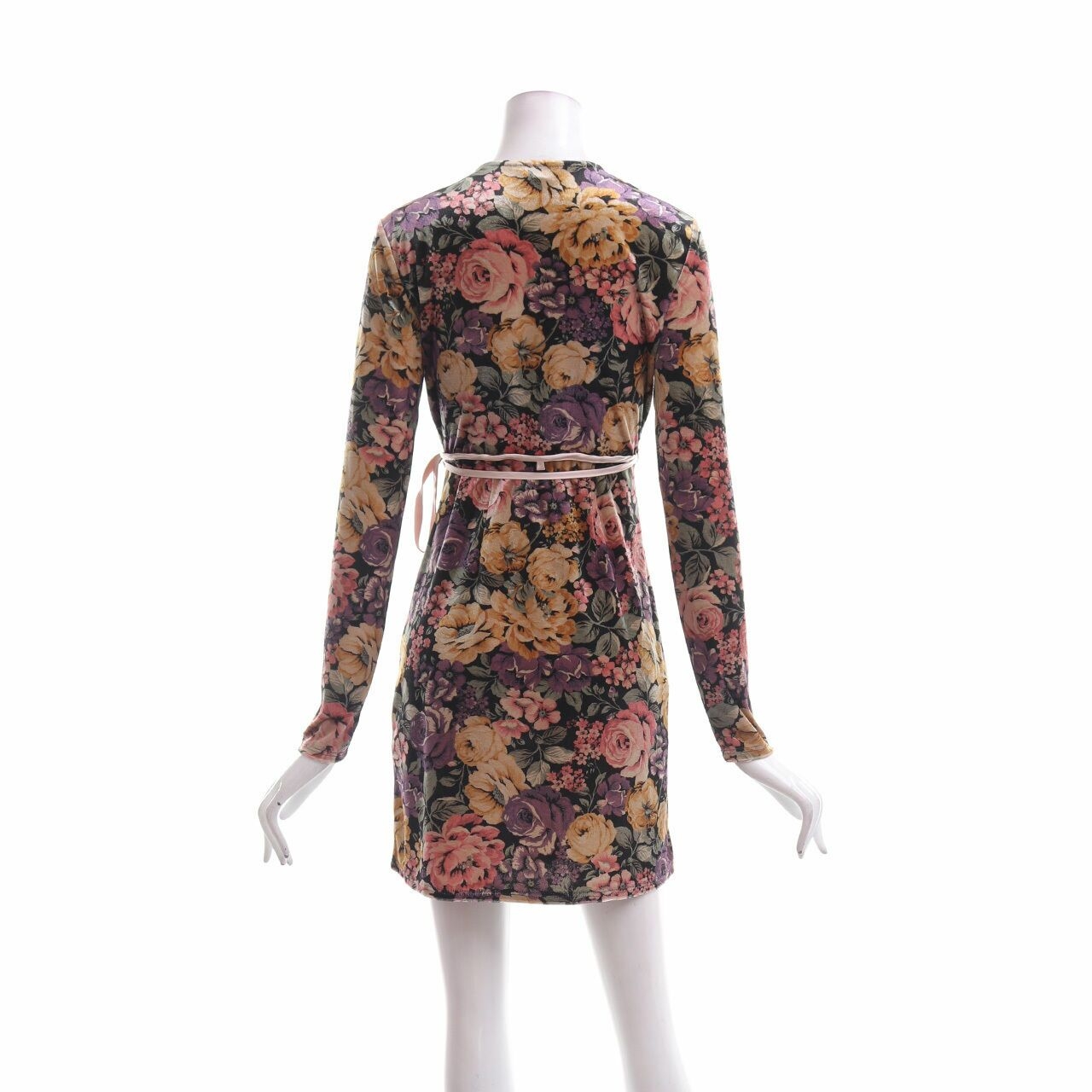 Topshop Multi Floral Velvet Wrap Mini Dress