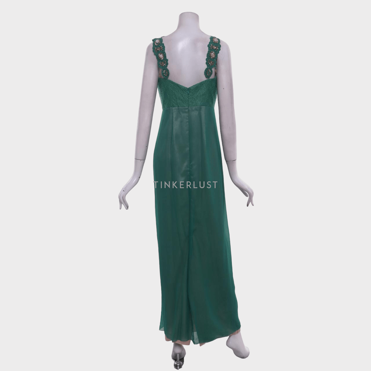 Studio 133 Biyan Green Lace Embellished Long Dress