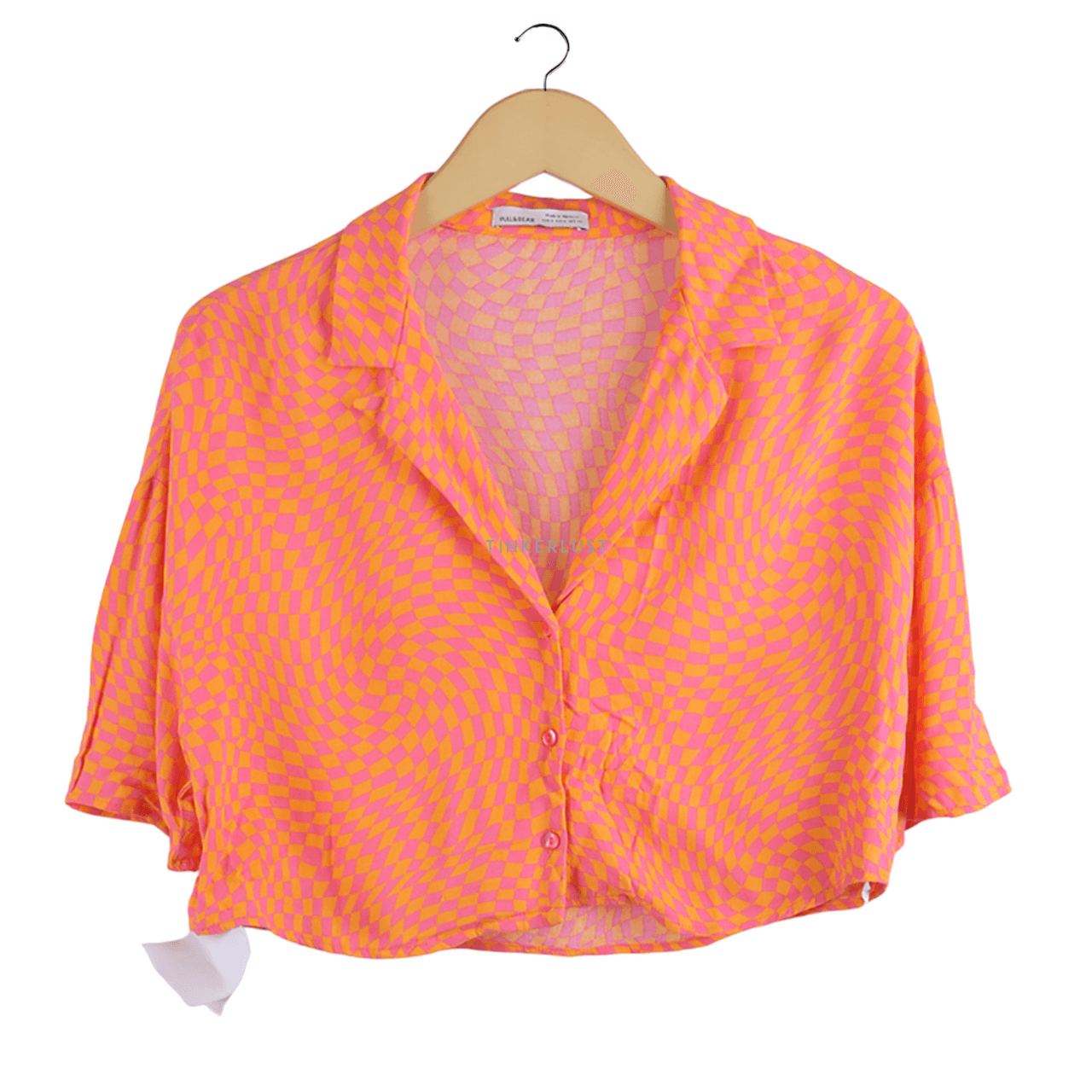Pull & Bear Orange & Pink Cropped Shirt
