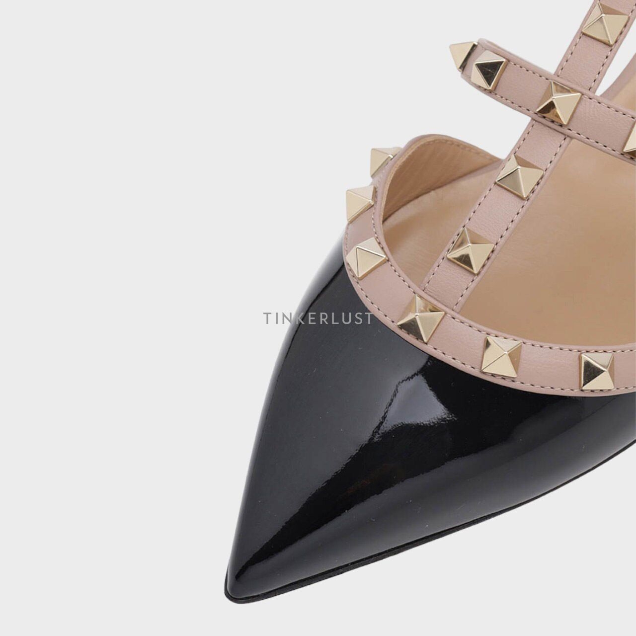 Valentino Rockstud Slippers in Black Patent Sandals