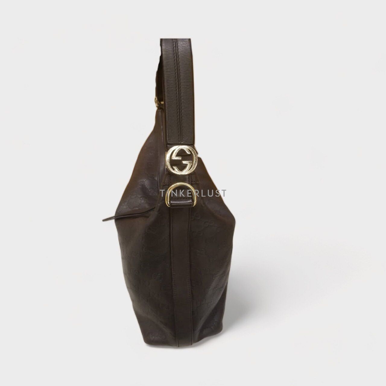 Gucci Guccissima Dark Brown Leather Shoulder Bag