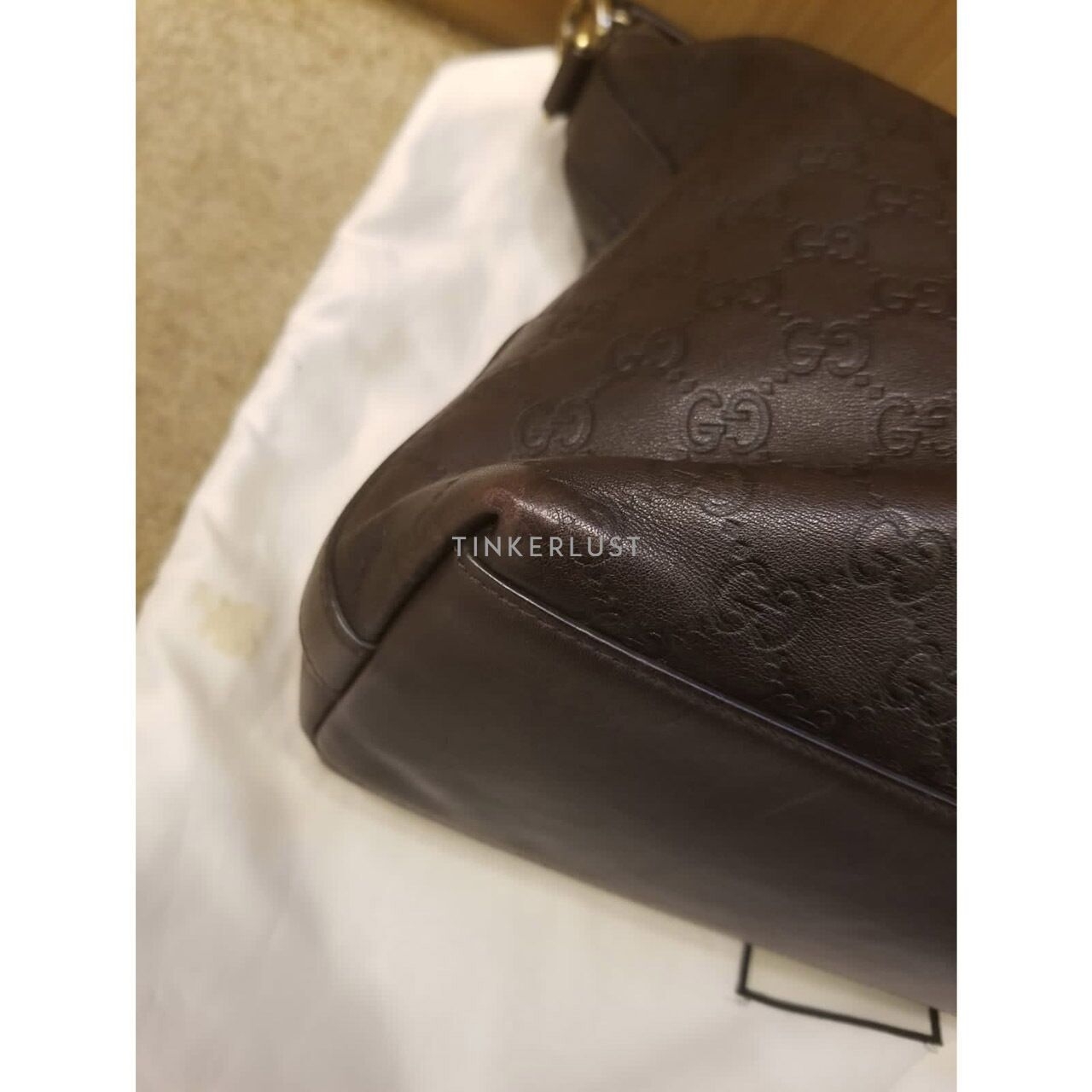 Gucci Guccissima Dark Brown Leather Shoulder Bag