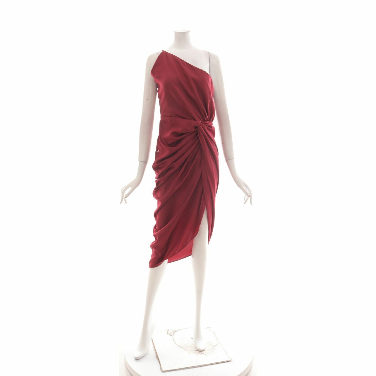 Private Collection Maroon One Shoulder Midi Dress