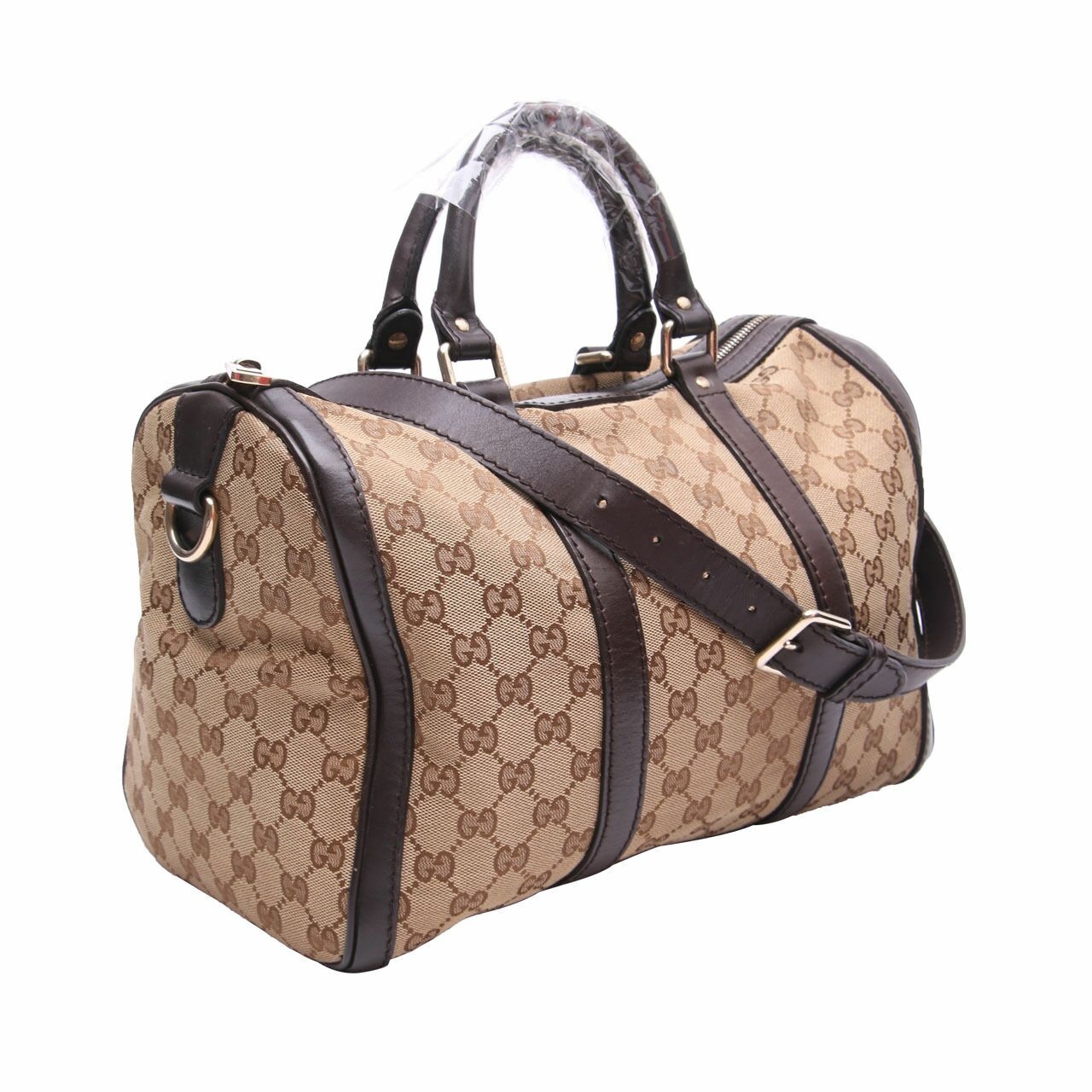 Gucci Buston Signature Brown Canvas Satchel Bag
