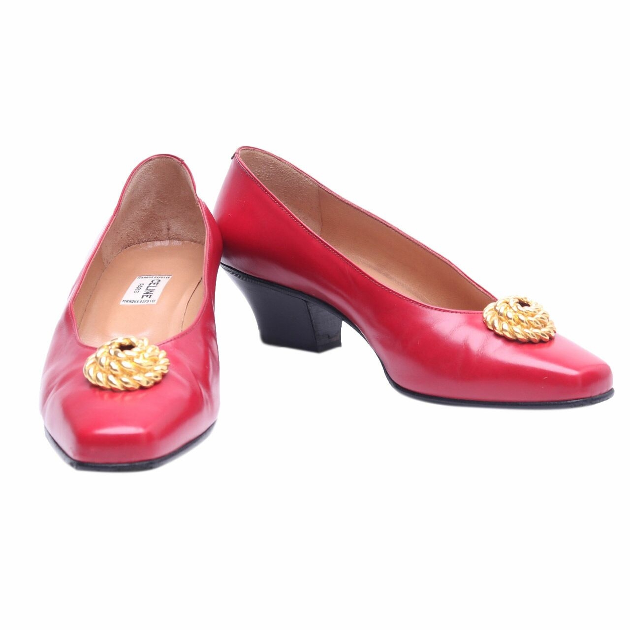 Celine Vintage Low Heeled Red Heels