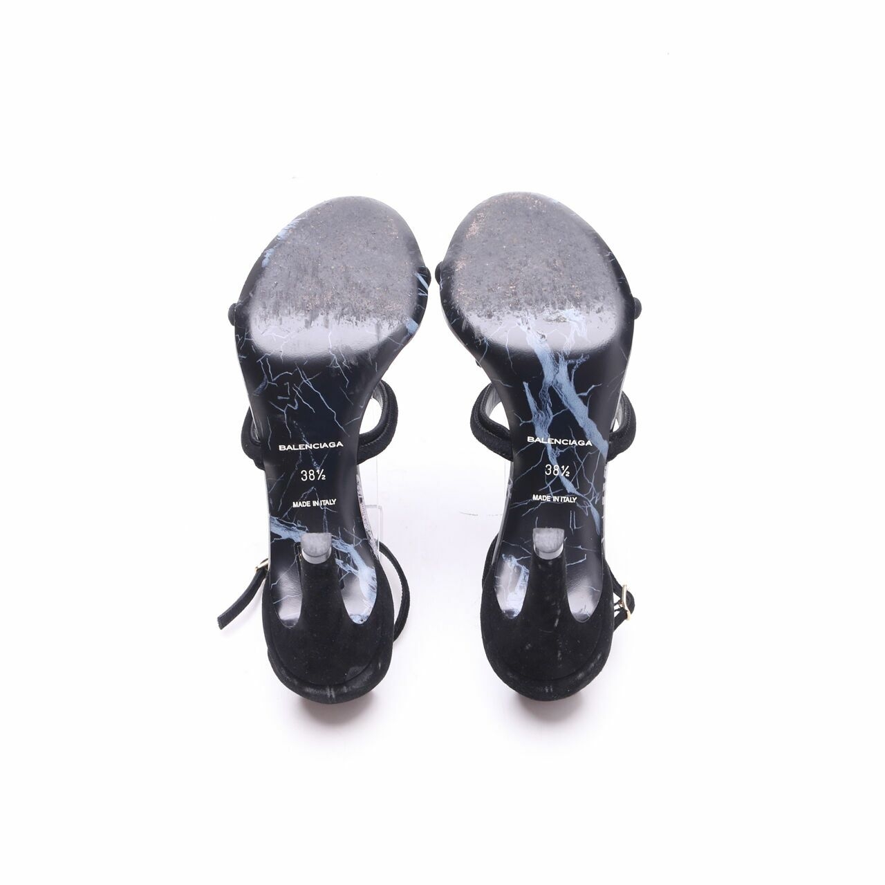 Balenciaga Black Suede Sling-back Open-toe Heels