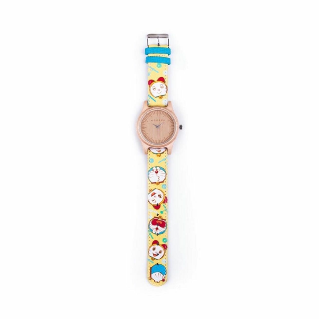 Woodka Loca Maple & Doraemon Yellow Wristwatch