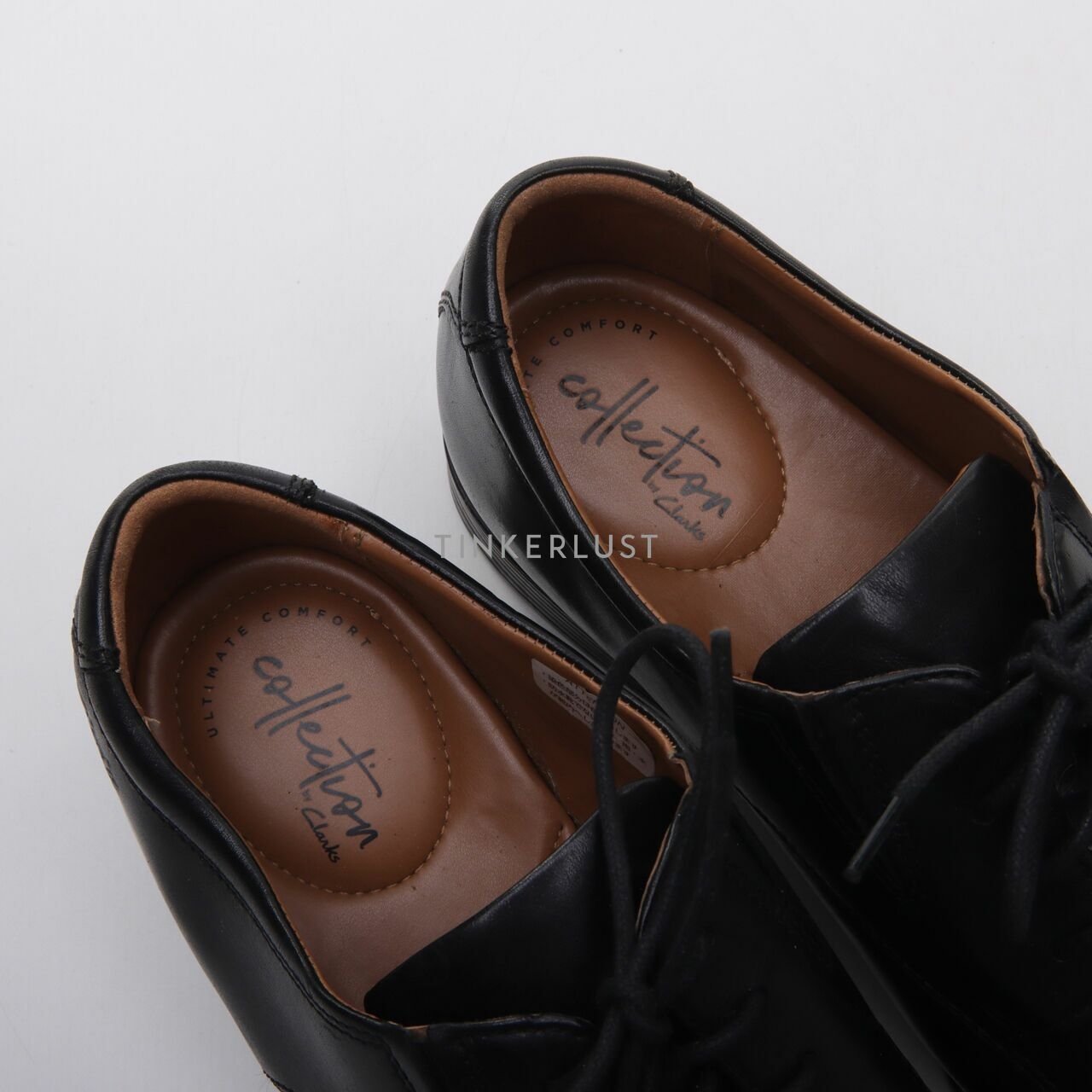 Men's Clarks Tilden Walk Lace-Up Oxfords Shoes Black Leather Square Toe Size 11M