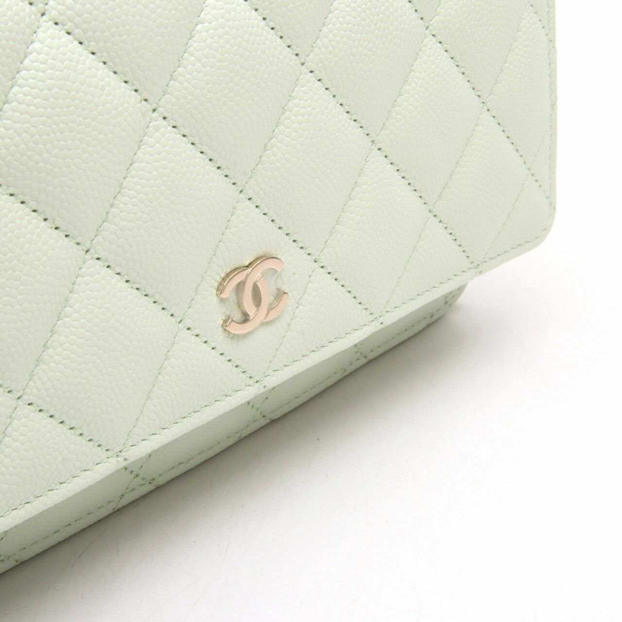 Chanel Light Green Caviar Wallet On Chain GHW Sling Bag