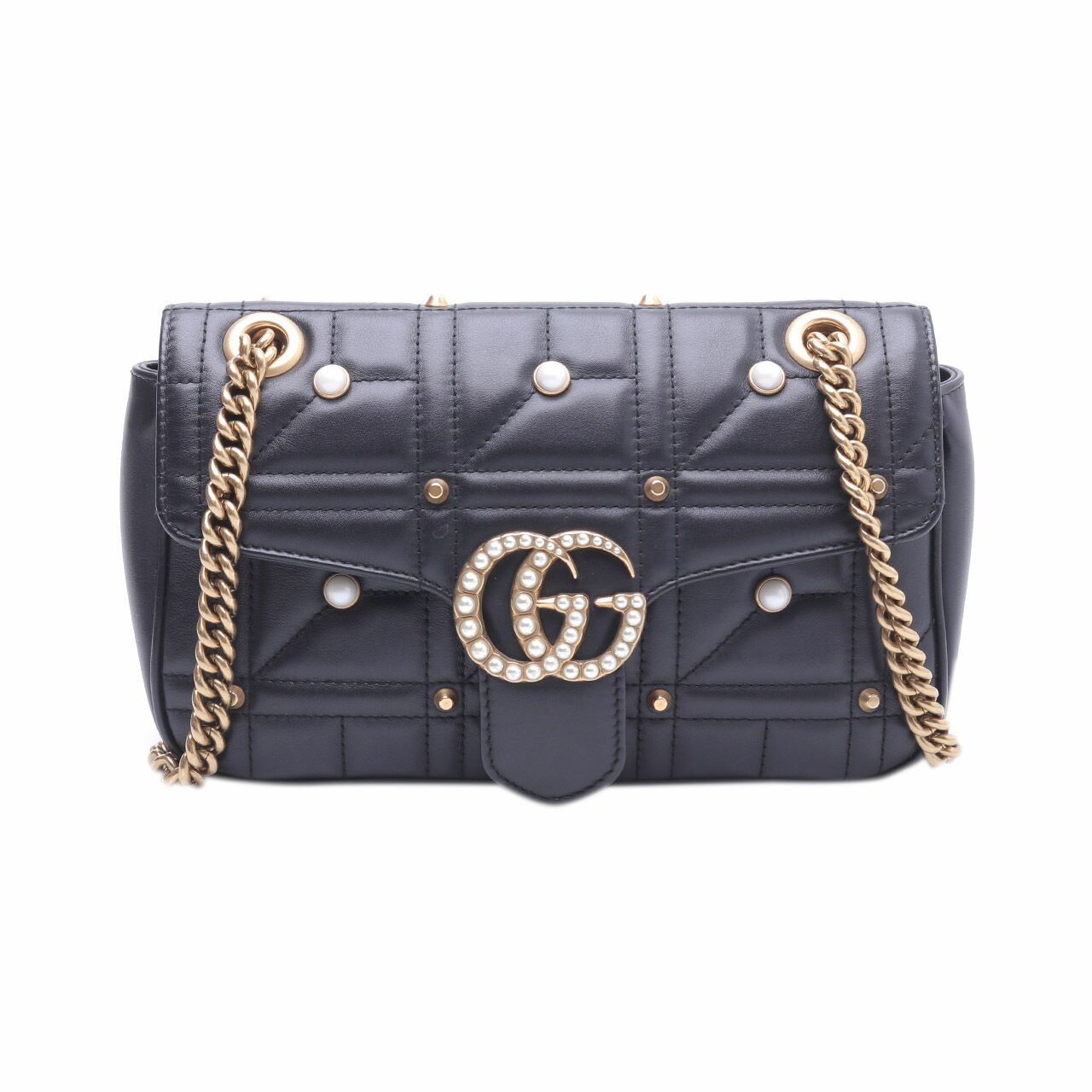 Gucci GG Marmont Matelassé Black Pearl Shoulder Bag