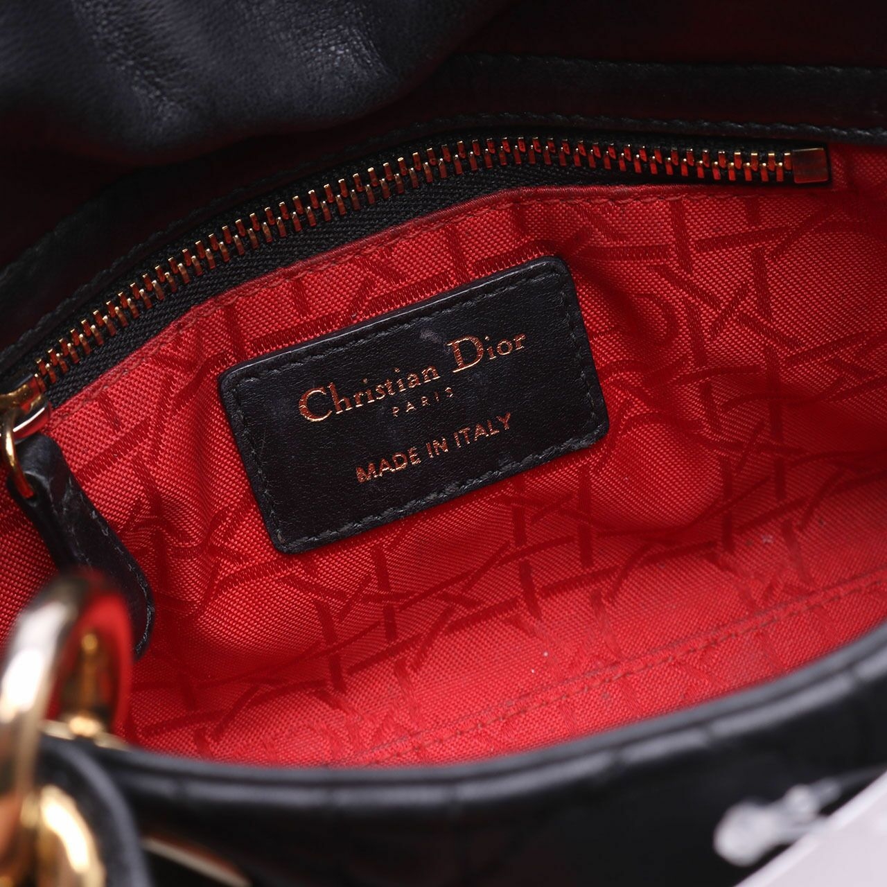 Christian Christian Dior Lady Christian Dior Bag Cannage Quilt Lambskin Mini Black Hand Bag
