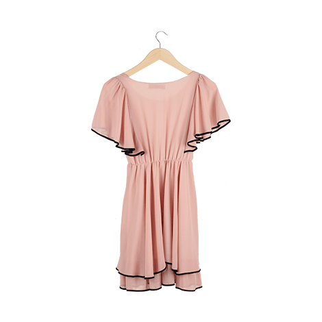 Dust Pink Butterfly Sleeve Midi Dress