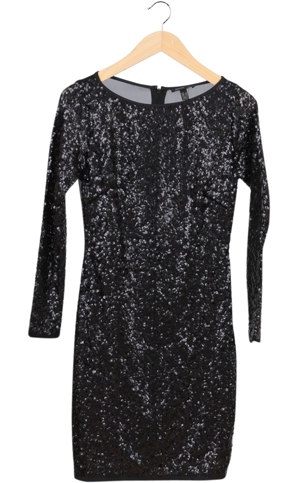 Black Sequins Mini Dress