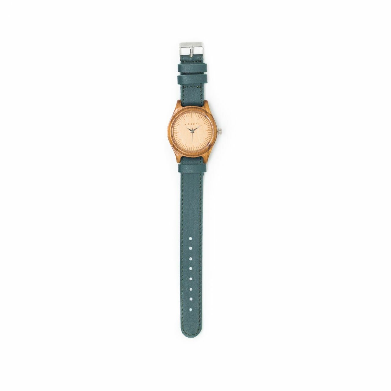 Woodka Loca Jati & Green Leather Wristwatch