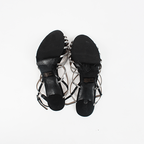 Sam Edelman Silver-Black Harlette Leather High Heel Sandals