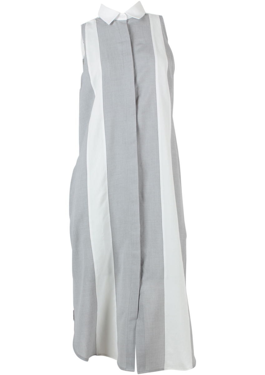JN By JIUAN NG Grey And White Robin Midi Dress