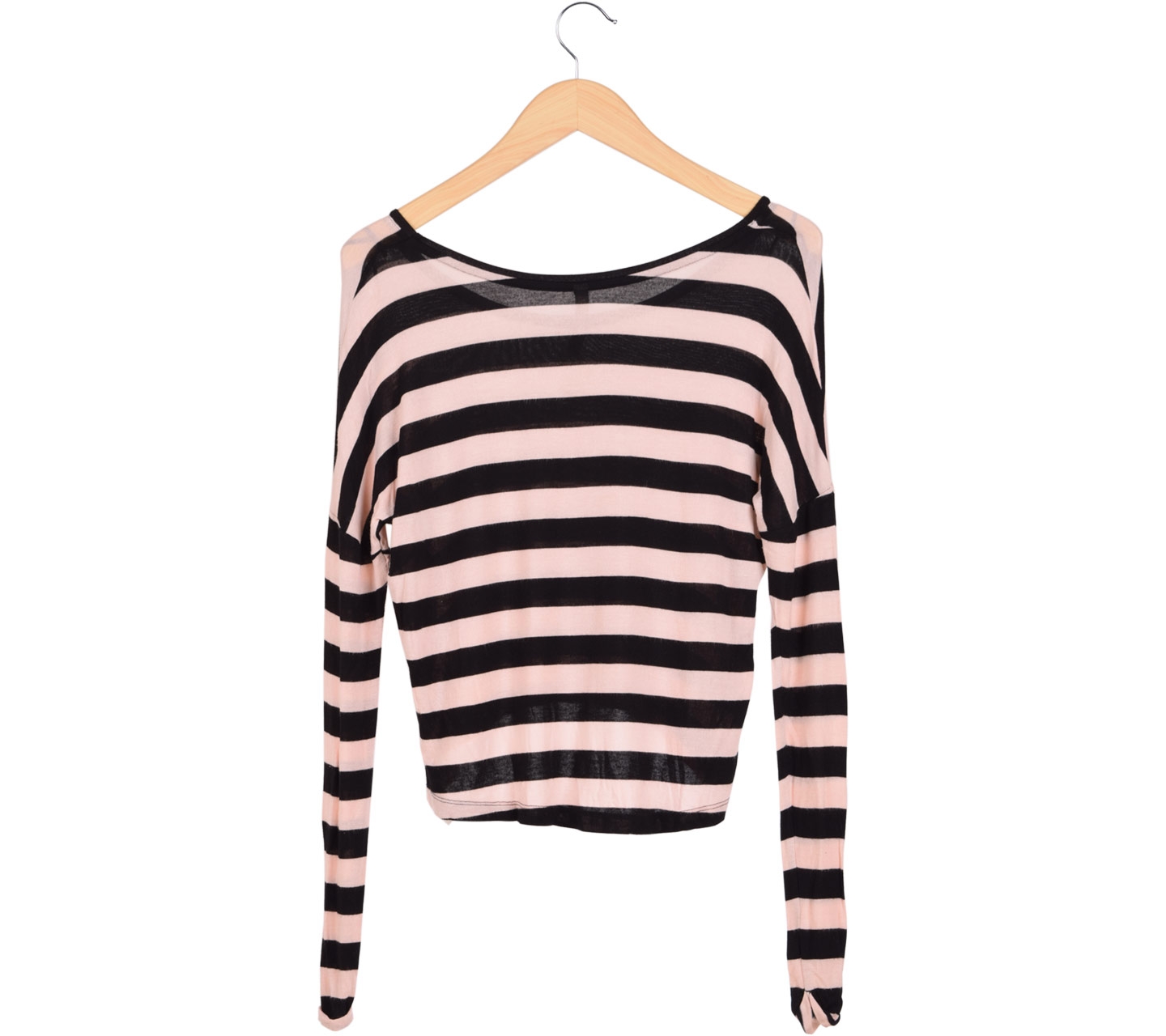 Stradivarius Black and Pink Striped T-Shirt