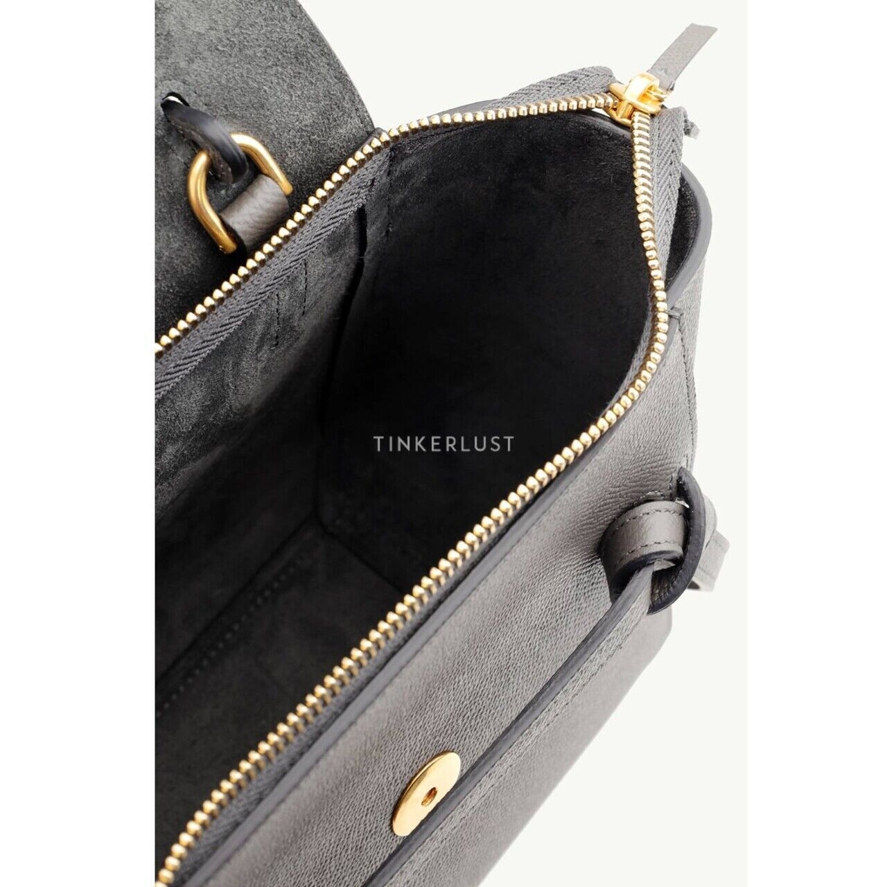 Celine Nano Belt Bag Grey Grained Leather Satchel