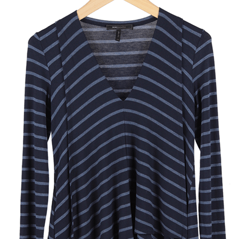 Blue Striped V-Neck T-Shirt