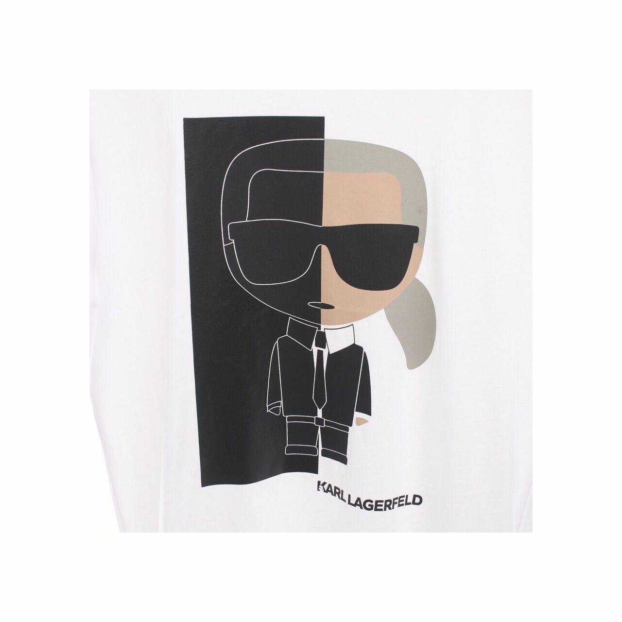 Karl Lagerfeld Split Personality Karl Character Cotton Graphic White T-shirt