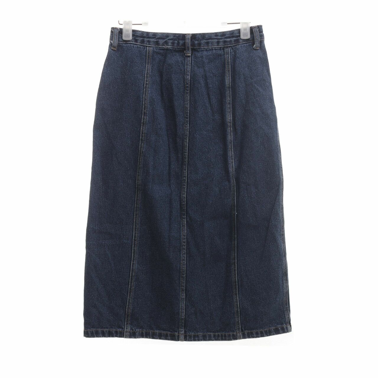 Bershka Dark Blue Washed Slit Mini Skirt