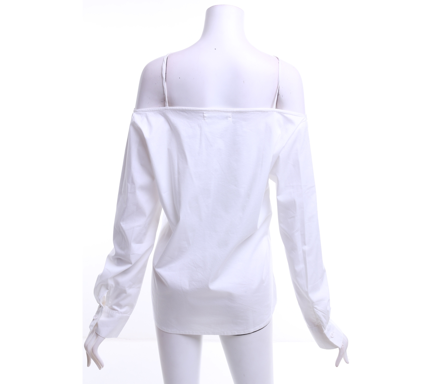 Apparelluxe White Cold Shoulder Strap Long Sleeve Blouse