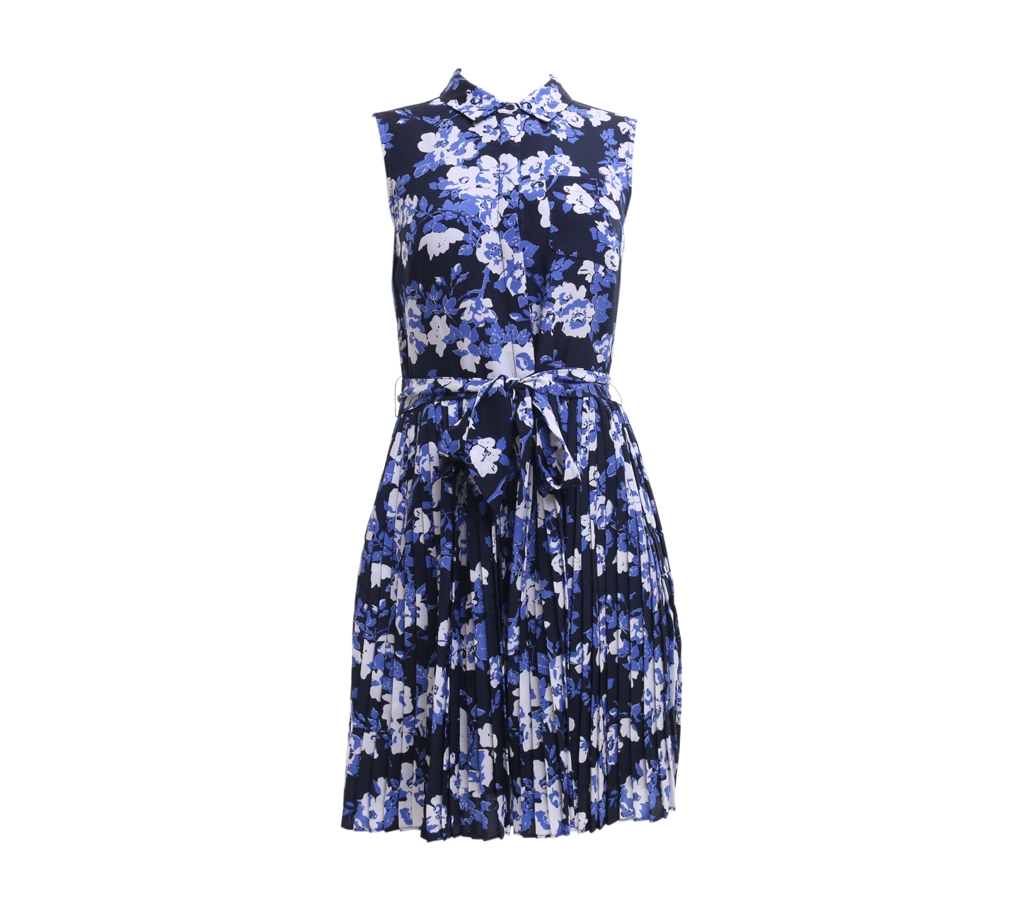 Jack Wills Dark Blue Floral Pleated Mini Dress
