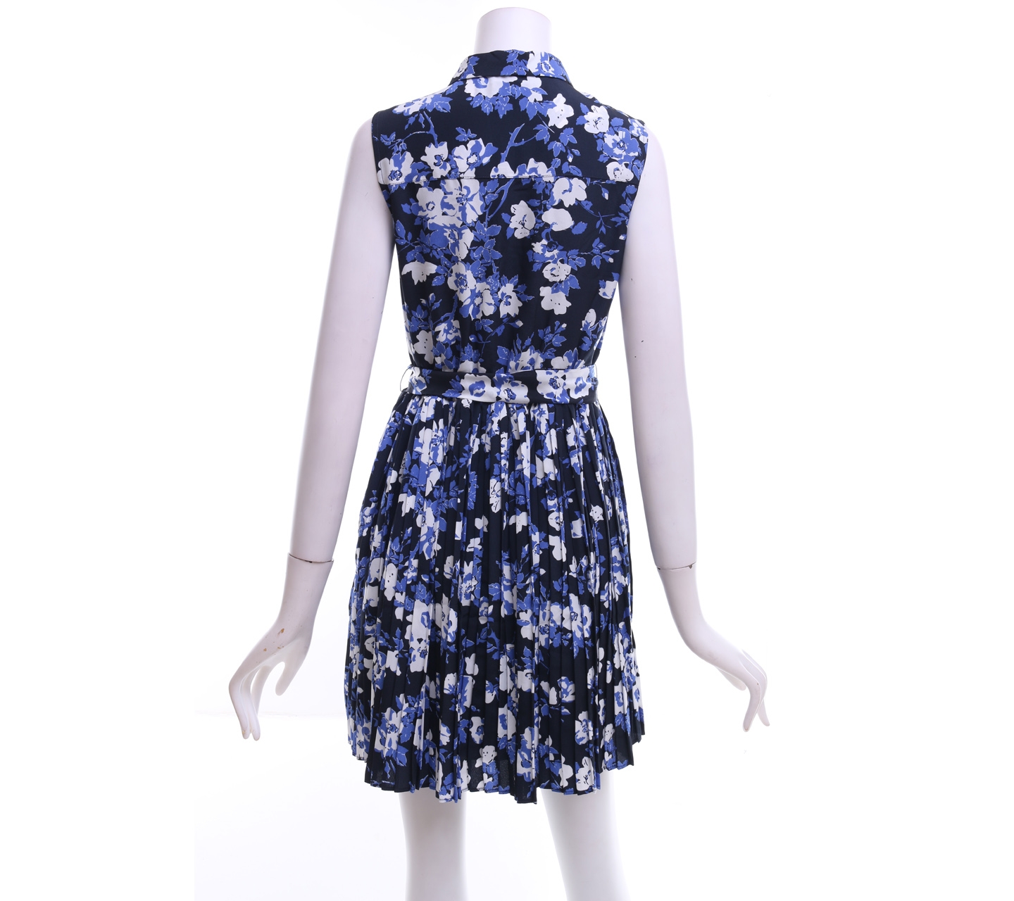 Jack Wills Dark Blue Floral Pleated Mini Dress