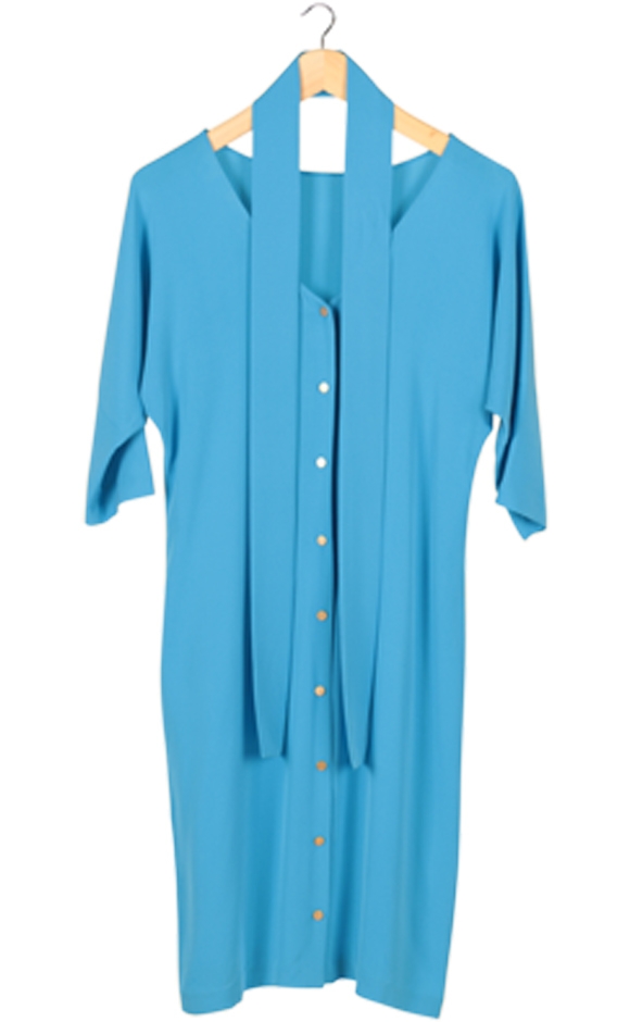 Blue Button Midi Dress