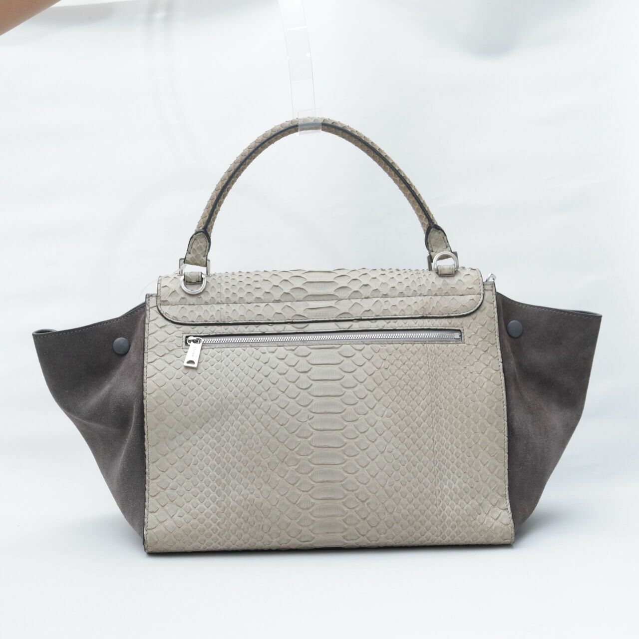 Celine Grey Trapez Phyton Medium Handbag