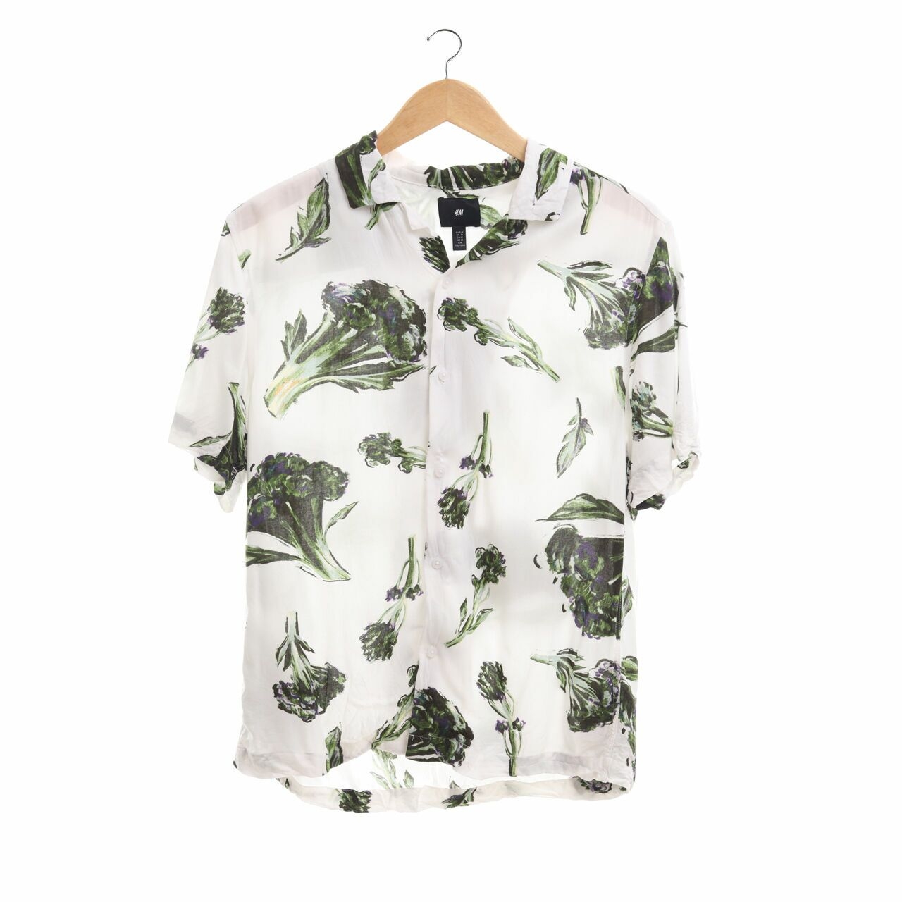 H&M White Printed Leaf Shirt