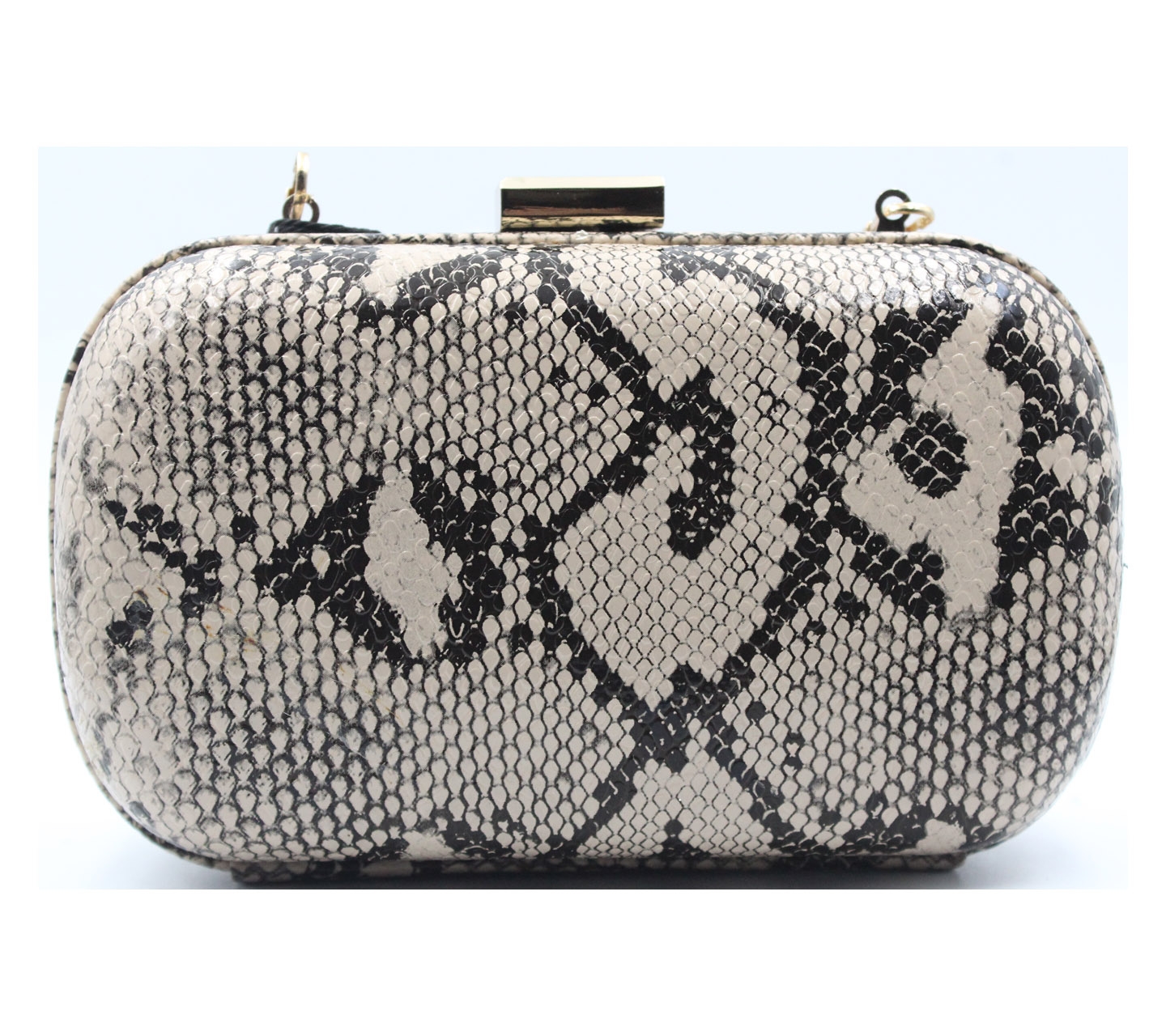 Mc Collection Nude Snakeskin Clutch