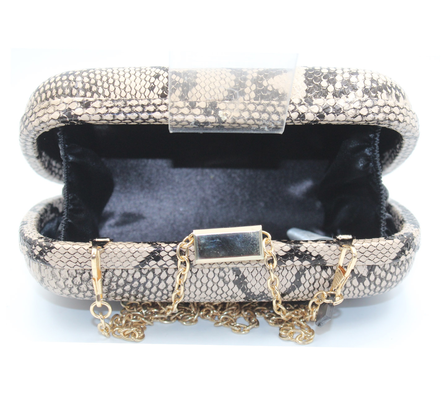 Mc Collection Nude Snakeskin Clutch
