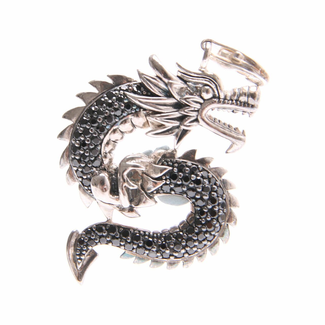 Thomas Sabo Silver & Black Dragon Pendant Charm Jewelry