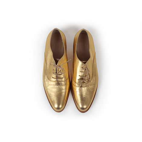 Hobbs Lace Gold Leather Oxford Shoes