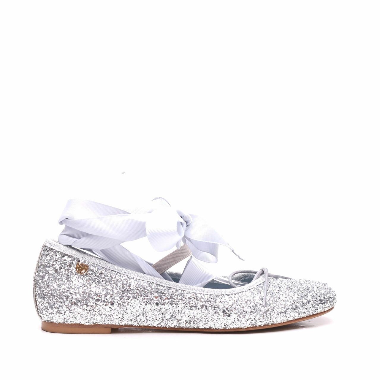 Chiara Ferragni Silver Glitter Flats